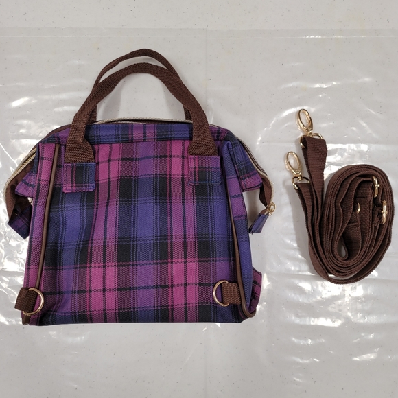 Waterproof Plaid Handbag Backpack Crossbody Bag - Picture 12 of 16
